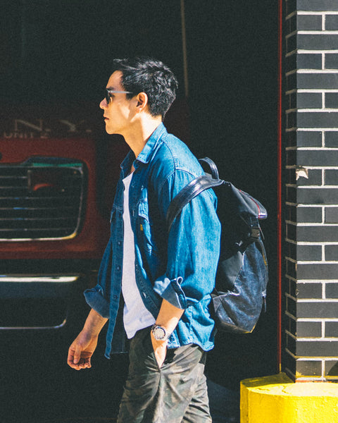 EdWonder X Burgundy Assemblage | Leather & Canvas Backpack