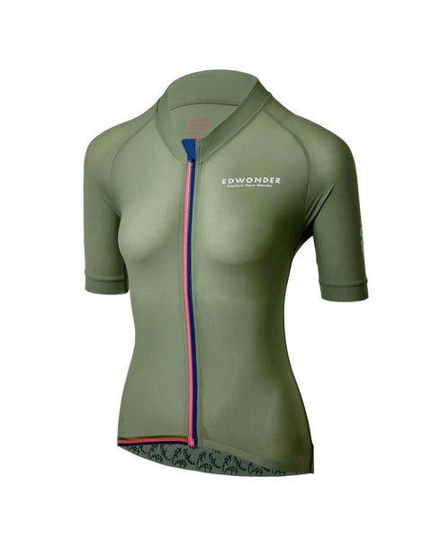 Women's EdW Edition Jersey 3.0 in Eucalyptus Green with performance features and race fit for cycling.