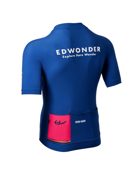 Men's EdW Edition Jersey 3.0 in Stadium Blue, featuring a lightweight design and rear pockets for convenience.